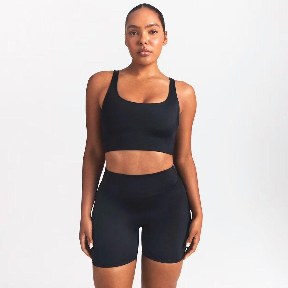 Nike Skims Shine Scoop Neck Longline Bra Obsidian Size Small